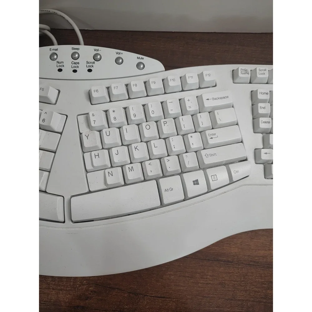 Perixx PERIBOARD-512 Wired Full-Size Ergonomic Natural Split Keyboard White D1